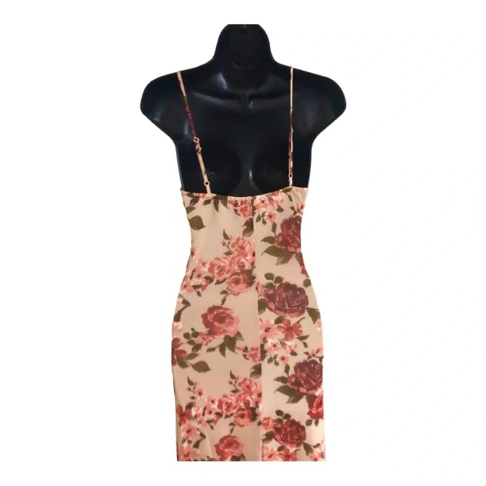 Jessica Simpson mesh red roses goth floral lace trim bodice maxi‎ slip dress